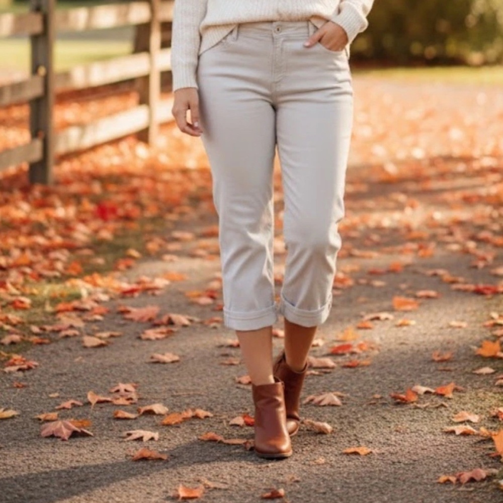 J.Jill White Denim Jeans Women’s Size‎ 12 High Rise Cropped Ankle Stretch